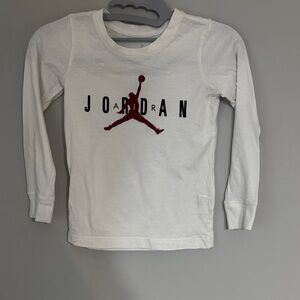 Jordan Kids White and Red Long Sleeve Tee